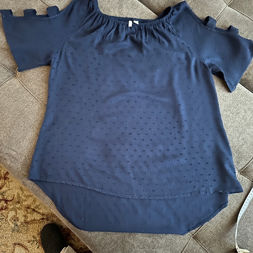 Est. 1946 Asymmetrical Cut Out Short Sleeve Blouse